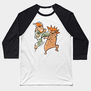 Lawn Gnome And Gopher Karate Fight Baseball T-Shirt